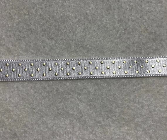 gold none - White with Gold Metallic Polka Dot Satin Ribbon Trim Made in France 1/2" wide