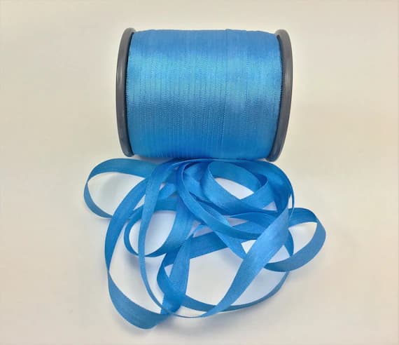 turquoise none - Pure Silk Embroidery Ribbon Turquoise Blue 7mm 1/4" wide Japan -3 Yards-