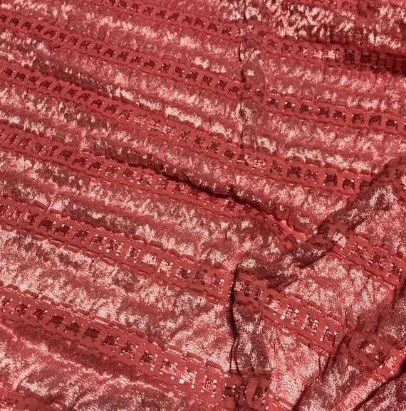peach lace - Peach Stripe Stretch Lace Fabric - Poly/Lycra