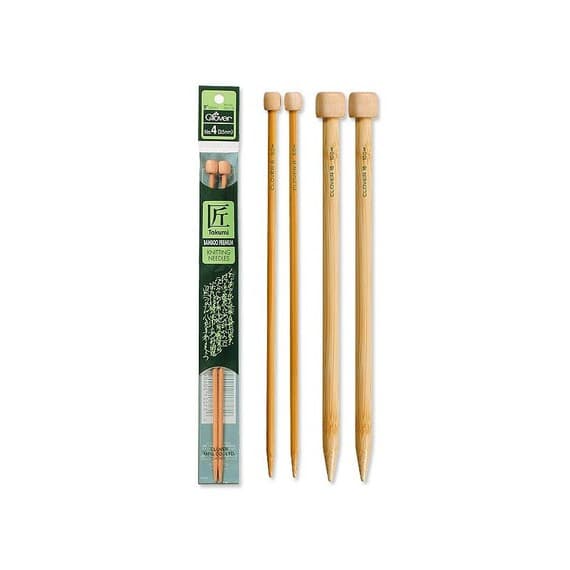 none - Clover Needlecraft Takumi Bamboo 9" Single Point Knitting Needles (Choose Your Size)