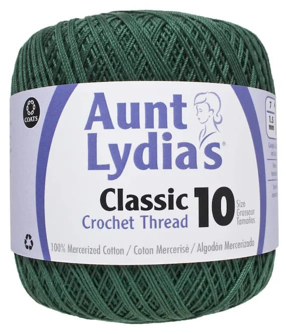 forest none - Coats Aunt Lydia's Crochet Cotton Thread Classic Size 10; Forest Green (154-449) 350 Yards