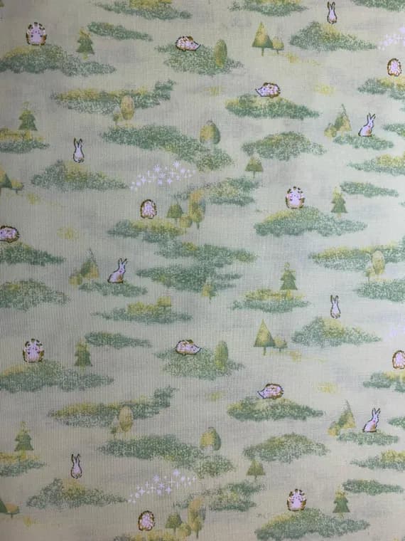 cotton fabric - Hedgehogs & Rabbits - Fantasy Land - Cosmo Japan Cotton Shirting Fabric
