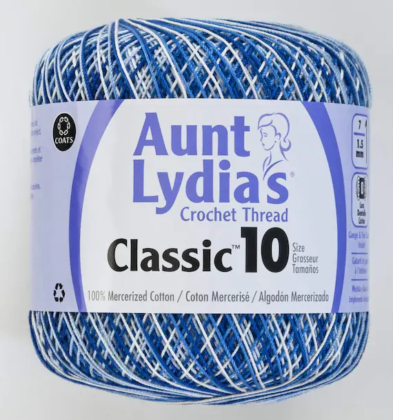 blue none - Coats Aunt Lydia's Crochet Cotton Thread Classic Size 10; Shades of Blue (154-14) 300 Yards