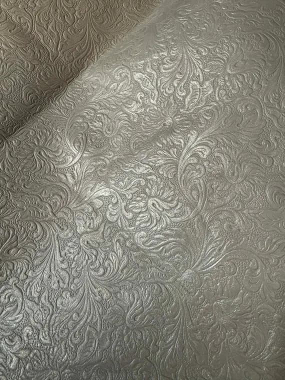 taupe leather - Metallic Golden Taupe Flourish Cow Hide Leather Hide 5 Square Feet