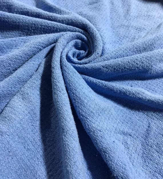 blue noil fabric - PERIWINKLE BLUE Hand Dyed Raw Silk Squares Weave Check NOIL Fabric