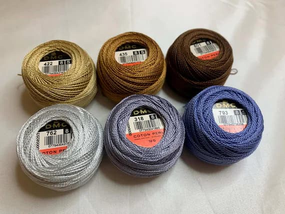 none - lot of 6 DMC 116 8 Perle Cotton Thread Balls; Size 8 new #126