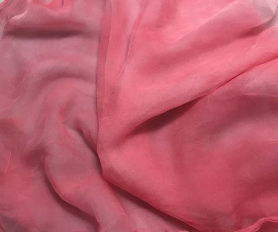 pink chiffon fabric - Hand Dyed BUBBLEGUM PINK - Silk Gauze Chiffon Fabric