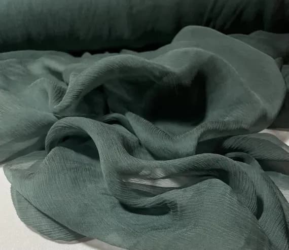 green chiffon fabric - Spruce Green - Crinkle Silk Chiffon Fabric