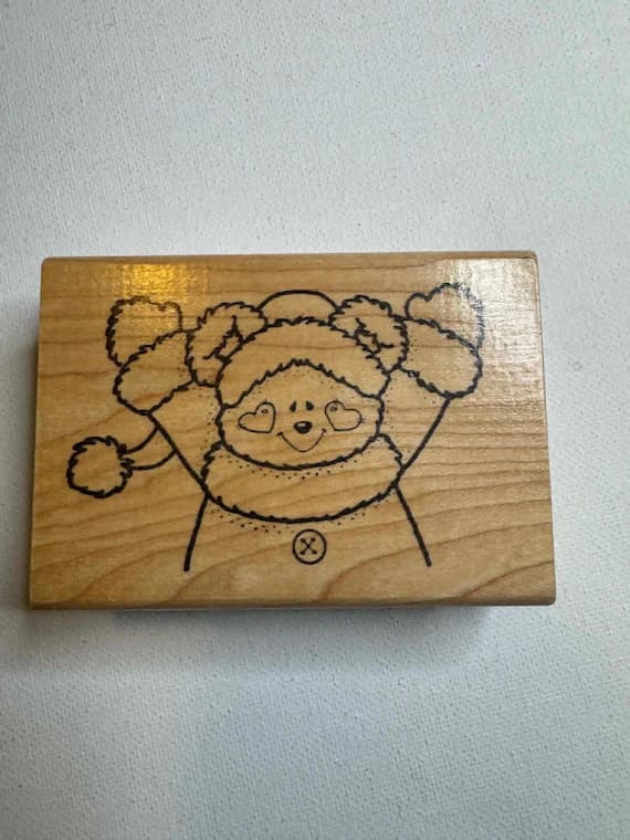 hunter none - 2.25"x3.25" 1994 Winter Bear Wood Mounted Rubber Stamp (J0451) By Darcie Hunter Country Folk Products