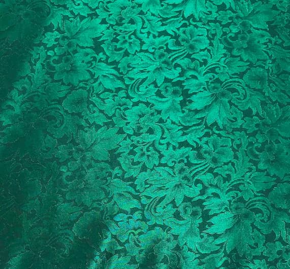emerald silk fabric - Emerald Green Baroque Scroll - Silk Jacquard Fabric