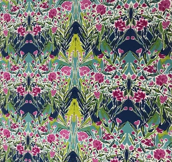 cotton fabric - Ms Woolf Calmwater Bloomsbury Floral - Art Gallery Cotton Fabric