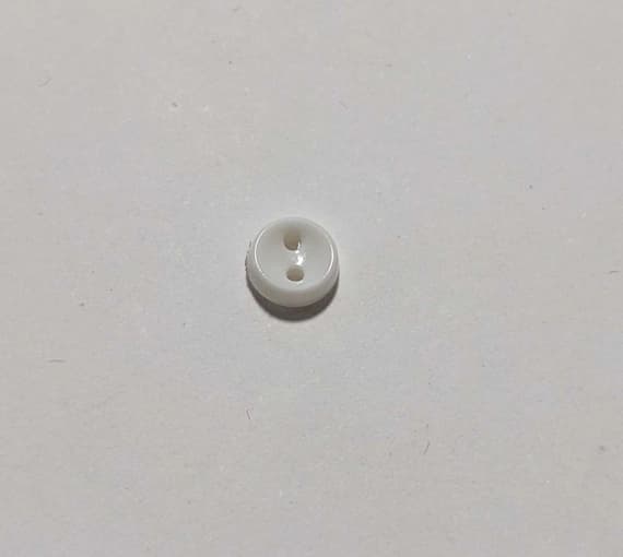 white none - White Tiny Baby or Doll 2 Hole Plastic Button -7mm / 1/4 inch - Dill Buttons -Set of 6