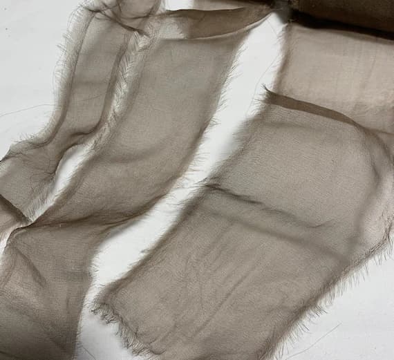 taupe none - Taupe Hand Dyed 100% Silk Sheer Organza Ribbon ( 4 Widths to choose from)