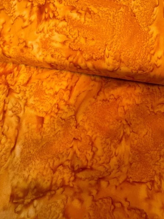 orange cotton fabric - Pumpkin Orange Shadows - Banyan Batik Tone on Tone 100% Cotton Fabric