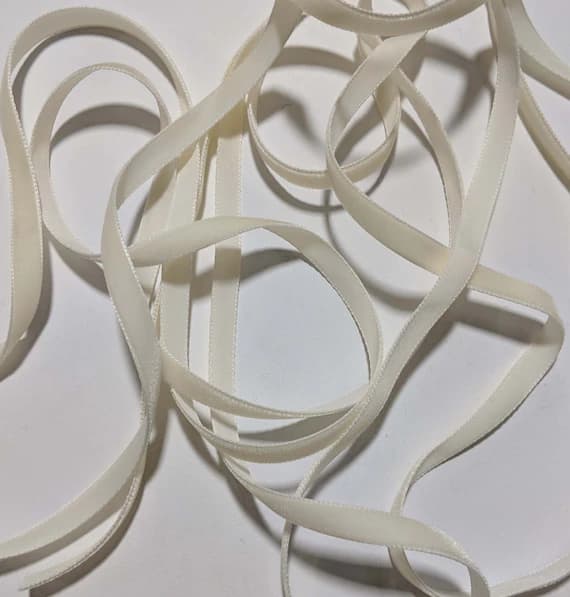 ivory none - 1 yard French VELVET Ribbon IVORY by the yard 3/8 inch