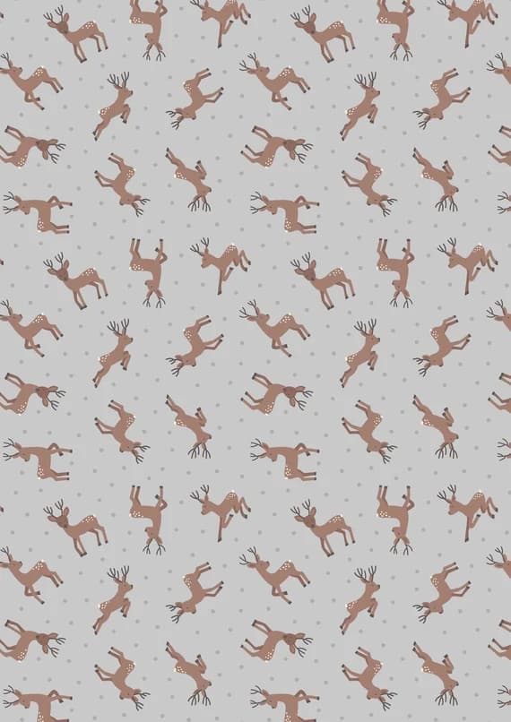 gray cotton fabric - Deer Gray Small Things - Lewis & Irene Cotton Fabric
