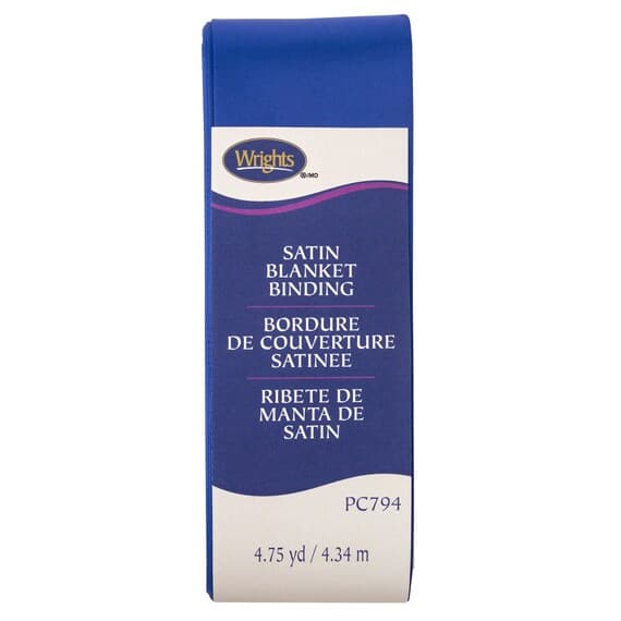 blue satin fabric - Yale Blue Wrights Single Fold Satin Blanket Binding; 2 by 4-3/4-Yard