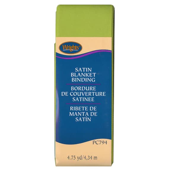 green satin fabric - Kiwi Green Wrights Single Fold Satin Blanket Binding; 2 by 4-3/4-Yard
