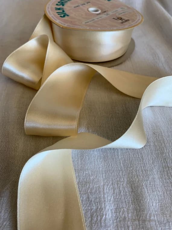 cream none - Cream 100% Silk Double Faced Satin Ribbon - 36mm/1.5" Pure Silk Ribbon made in Japan