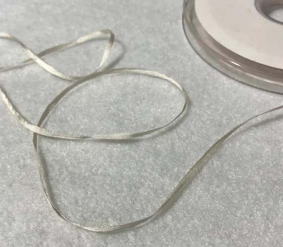 ivory none - Ivory Pure Silk Embroidery Ribbon 2mm (1/16") wide Made in France - 3 Yards-