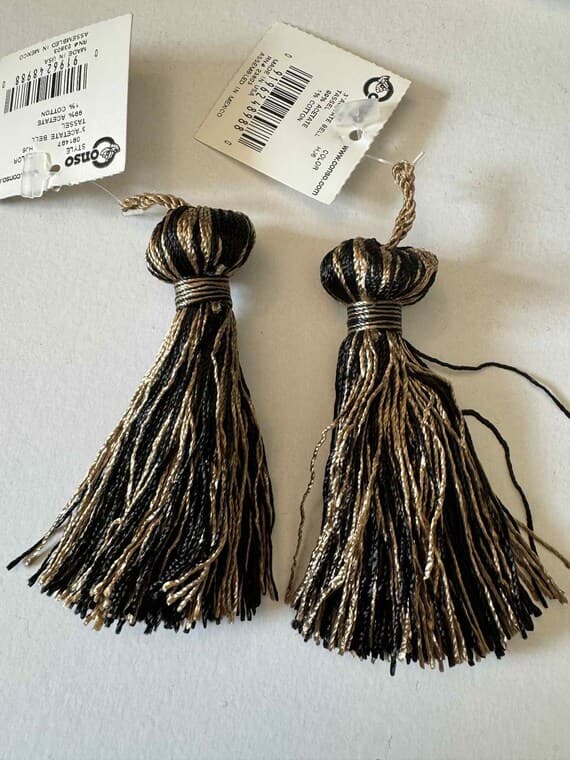 gold none - Black & Gold 3" Bell Tassel Fringe Vintage New by Conso Set of 2