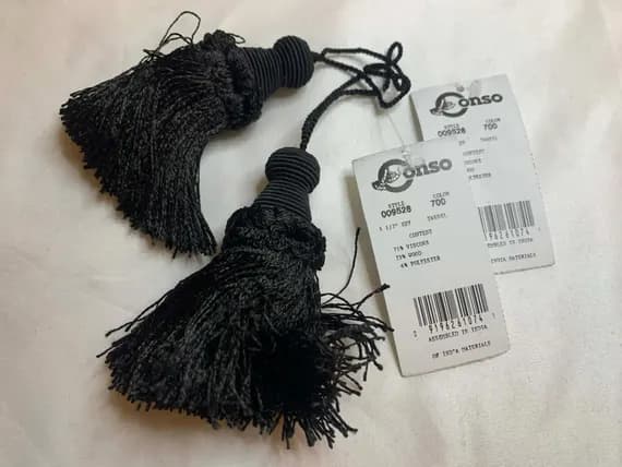 black none - Black 3.5" Key Tassel Fringe Vintage New by Conso Set of 2