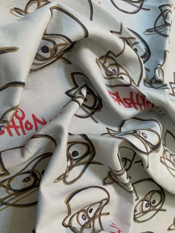 leather - Fashion Graffiti Lambskin Leather Whole Hide 9 Square Feet