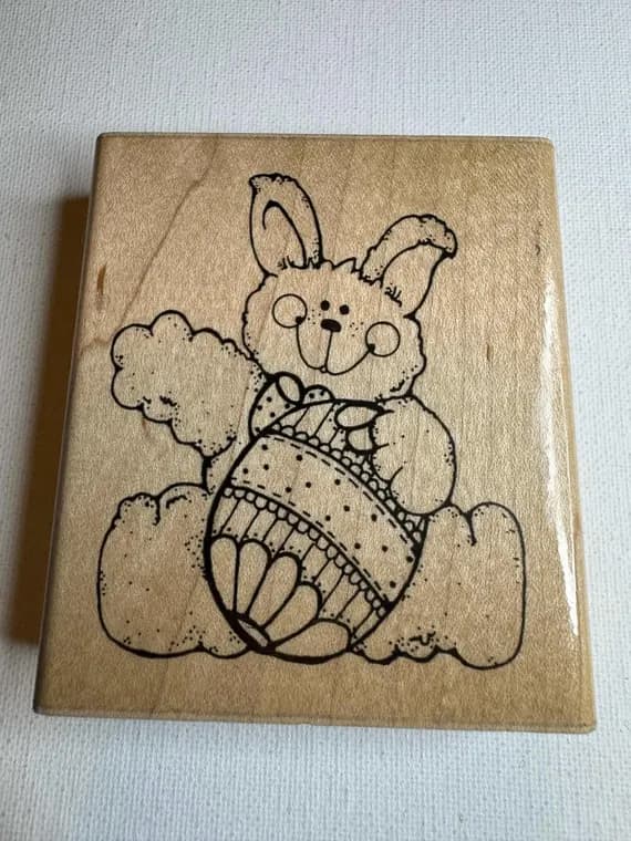none - 3"x3.5" The Easter Bunny Wood Mounted Rubber Stamp (Q139) By D.O.T.S