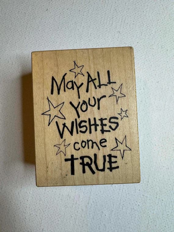 none - 1.75"x2.25" 1996 "May All your wishes come true" Wood Mounted Rubber Stamp (D-1813) By PSX