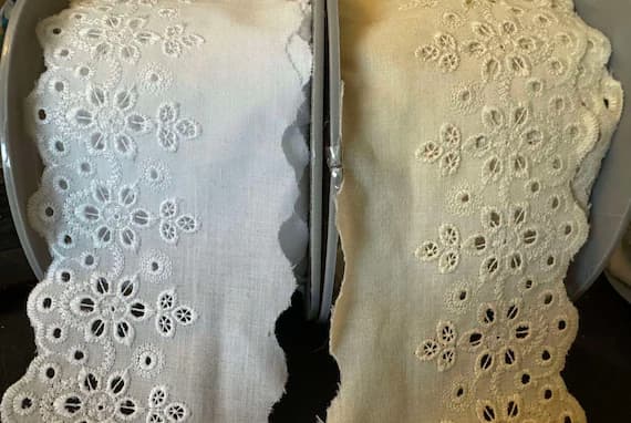 none - French Cotton Scalloped Floral Edging Border Heirloom Trim - by the yard- 3" wide