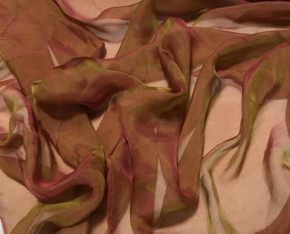red chiffon fabric - Golden Red - Iridescent Silk Chiffon Fabric