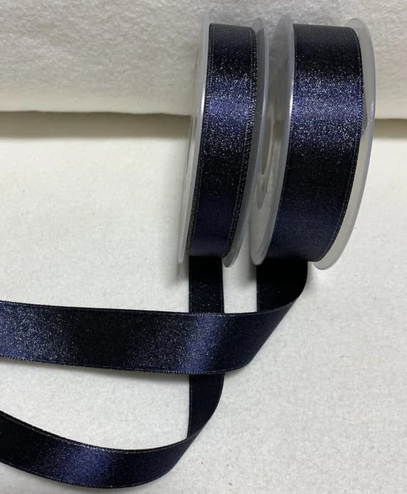 navy none - Navy Blue with Metallic Gold Double Sided Satin Ribbon Trim Made in France (2 Widths to choose from)