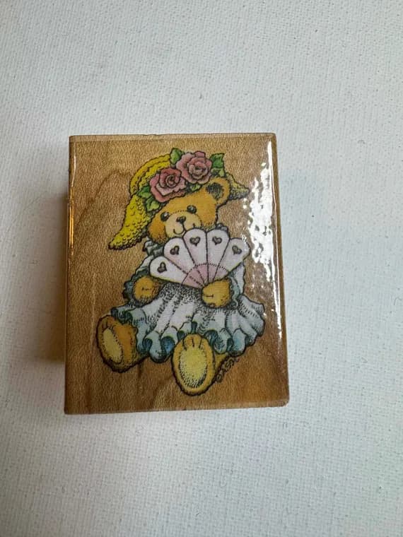 none - 1.5"x2" Edwina Bear Wood Mounted Rubber Stamp (104E) All Night Media