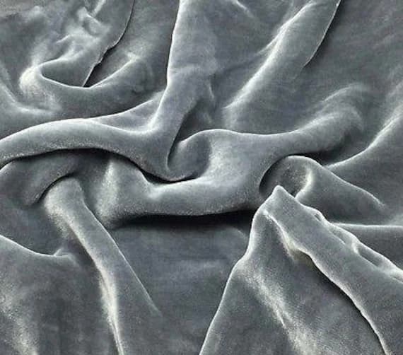 gray velvet fabric - DYEABLE GRAY (black ground natural pile) Silk Velvet Fabric