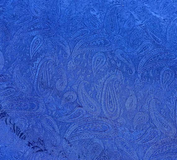 sapphire silk fabric - Hand Dyed Sapphire Blue PAISLEY - Silk Jacquard Fabric