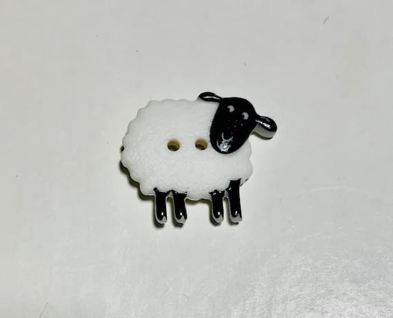 black none - Black & White Sheep Plastic Button - 23mm / 15/16" - Dill Buttons Brand - set of 2 buttons