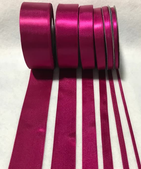 pink none - Raspberry Pink Double Sided Satin Ribbon - Made in France (6 Widths to choose from)