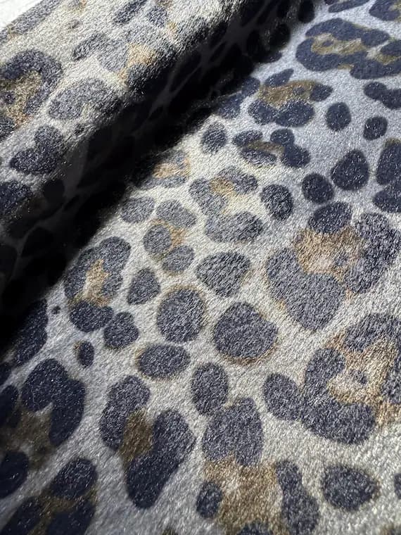 charcoal fabric - 1/2 yard Navy & Charcoal Gray Leopard Print Faux Fur Fabric