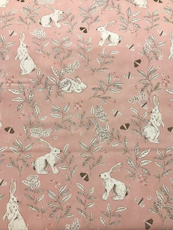 pink cotton fabric - Rabbits on Pink - Merriweather - Art Gallery Fabrics - Premium Cotton Fabric