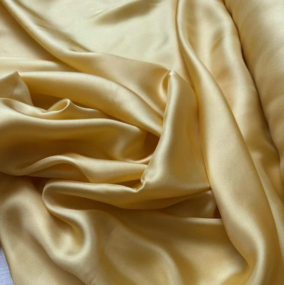 yellow twill fabric - Light Goldenrod Yellow 100% Silk Twill Fabric 12mm weight
