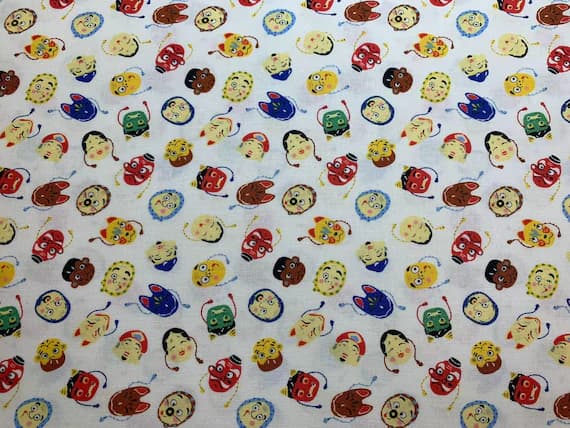 cotton fabric - Yaoyorozu Asian Inspired Masks - Cosmo Japan Cotton Sheeting Fabric