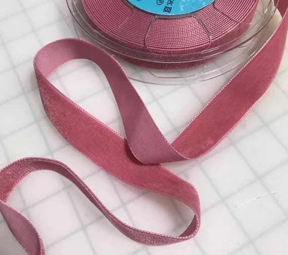 none - DUSTY ROSE French Velvet Ribbon (7/8" wide)