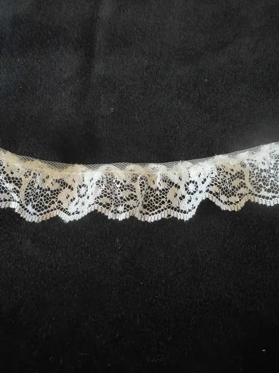 white lace - Vintage White Floral Ruffle Border Lace Trim 1-1/8" wide x 3 Yards