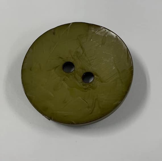 olive none - Large Round Olive Green Polyamid Plastic Button - 45mm /1 3/4 inch - Dill Buttons