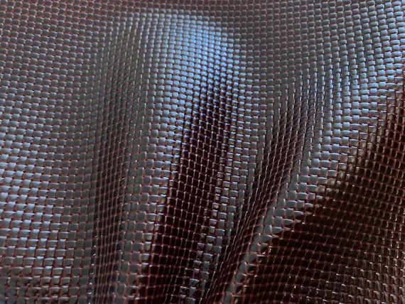 leather - Dark Mahogany Basketweave Embossed Cow Hide Leather 1 Square Foot (12x12") Piece