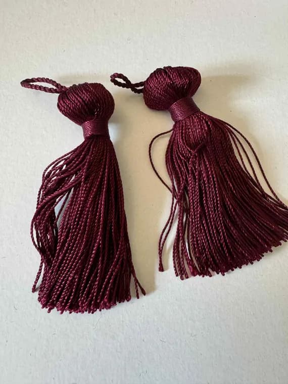 burgundy none - Burgundy Wine 3" Bell Tassel Fringe Vintage New by Conso Set of 2