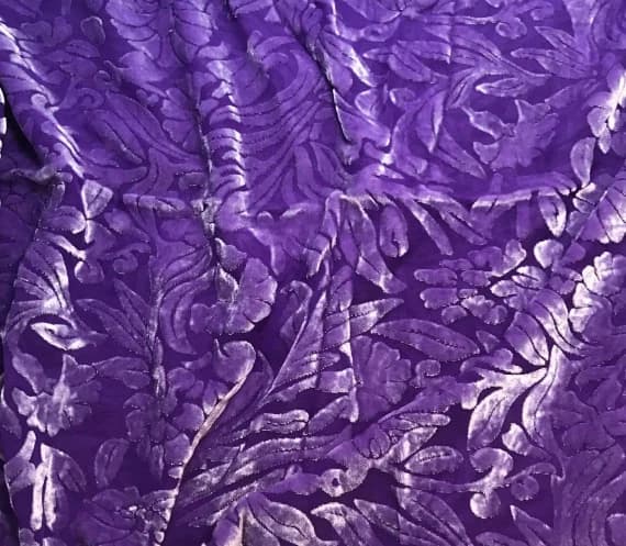 purple velvet fabric - VIOLET PURPLE Floral Burnout Hand Dyed Silk Velvet Fabric