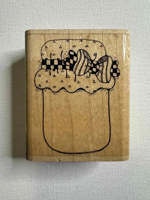 none - 2"x2.5" Mason Jelly Jar Wood Mounted Rubber Stamp. Item# H209 By: D.O.T.S