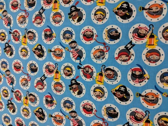 blue cotton fabric - Pirate's Life - Holed Up Blue- Riley Blake Cotton Fabric