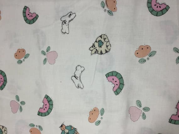 cotton fabric - Country Watermelon Bunnies & Cats - Cotton Fabric